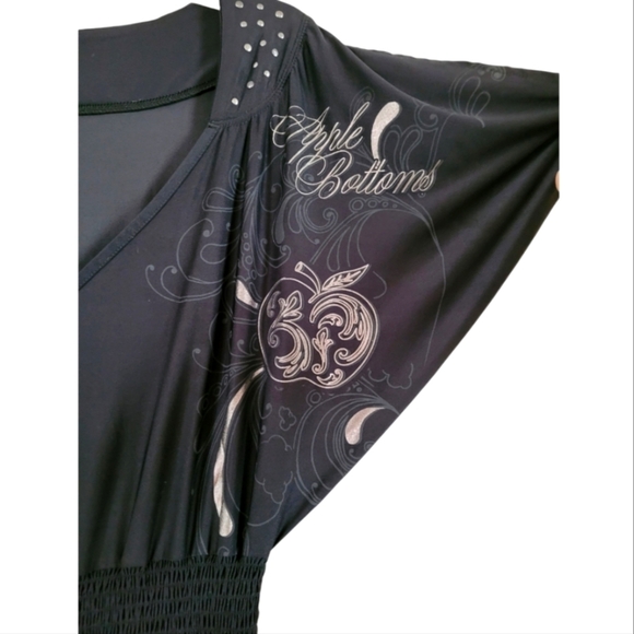 Rare Apple Bottoms Smocked Black Silver Winged Romper Size Large - Picture 6 of 11